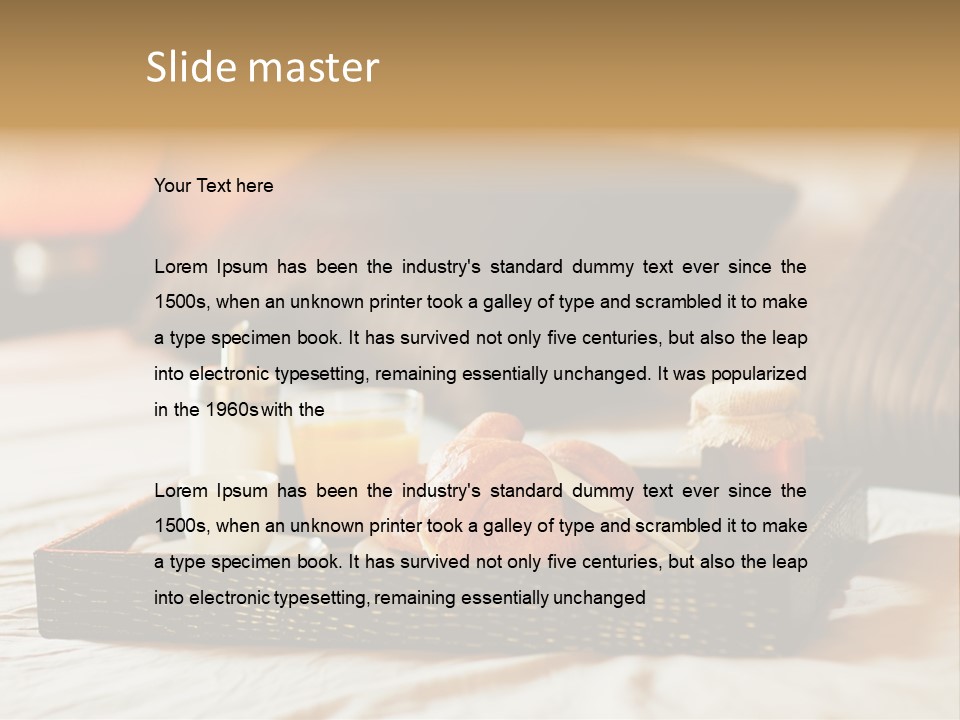 A Tray Of Breakfast Food On A Bed PowerPoint Template