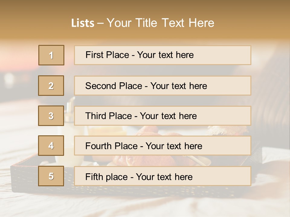 A Tray Of Breakfast Food On A Bed PowerPoint Template