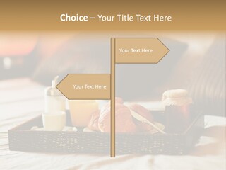 A Tray Of Breakfast Food On A Bed PowerPoint Template