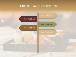 A Tray Of Breakfast Food On A Bed PowerPoint Template