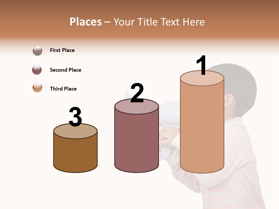 A Young Boy Holding A Yellow And White Megaphone PowerPoint Template