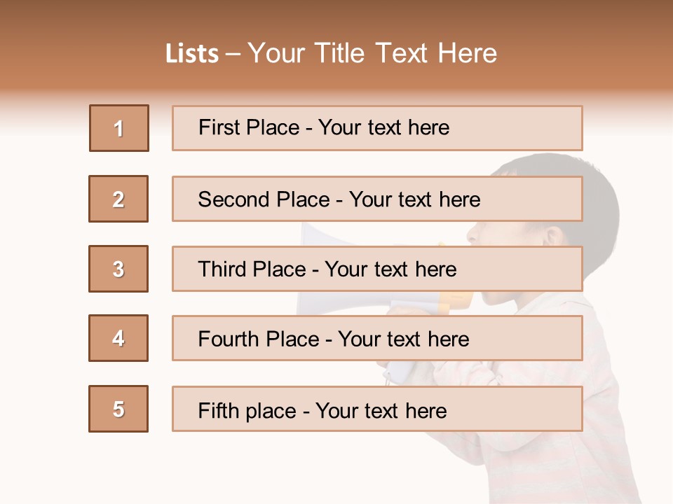 A Young Boy Holding A Yellow And White Megaphone PowerPoint Template