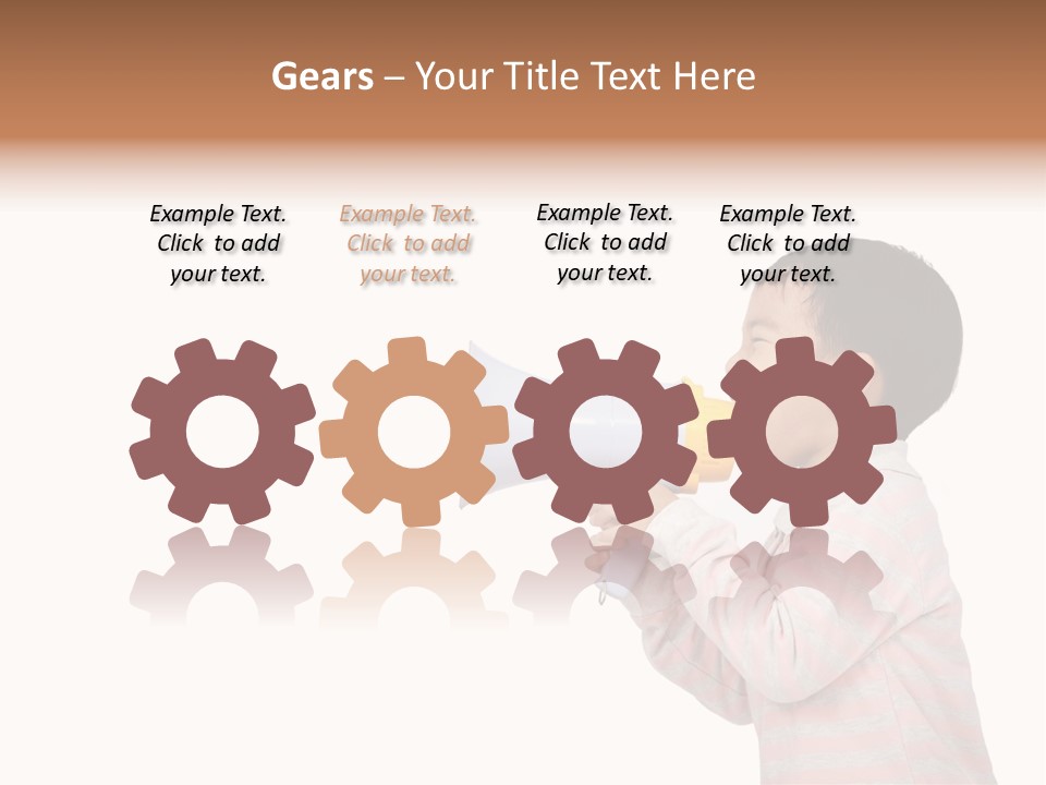 A Young Boy Holding A Yellow And White Megaphone PowerPoint Template