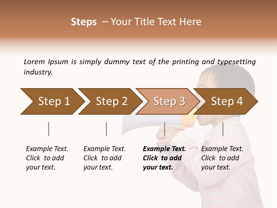 A Young Boy Holding A Yellow And White Megaphone PowerPoint Template