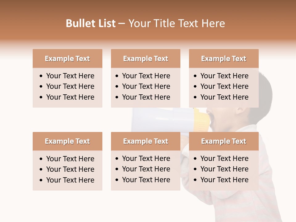 A Young Boy Holding A Yellow And White Megaphone PowerPoint Template