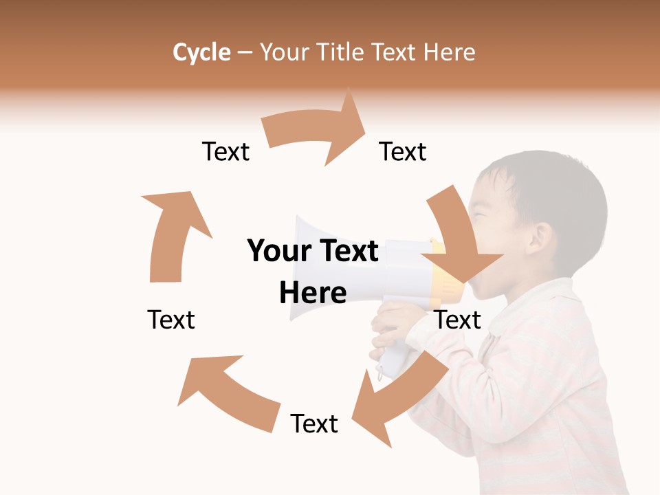 A Young Boy Holding A Yellow And White Megaphone PowerPoint Template