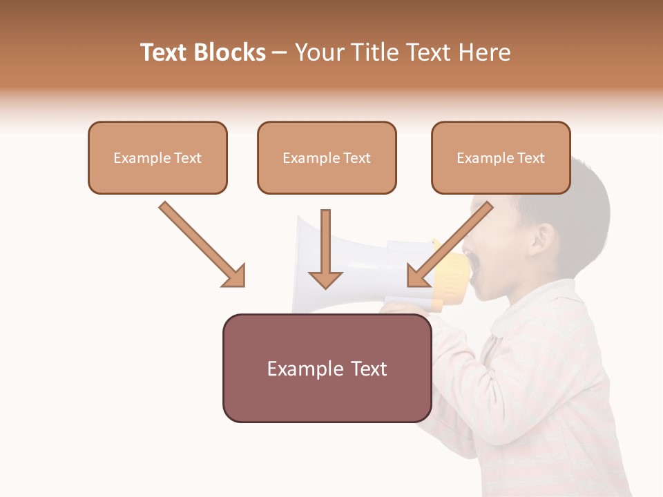 A Young Boy Holding A Yellow And White Megaphone PowerPoint Template
