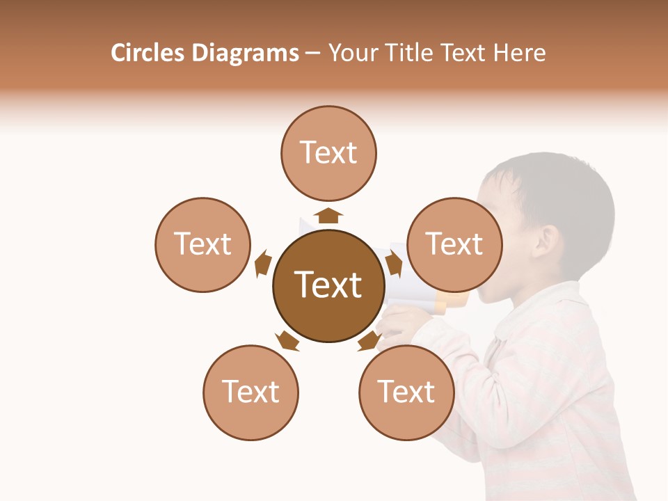 A Young Boy Holding A Yellow And White Megaphone PowerPoint Template