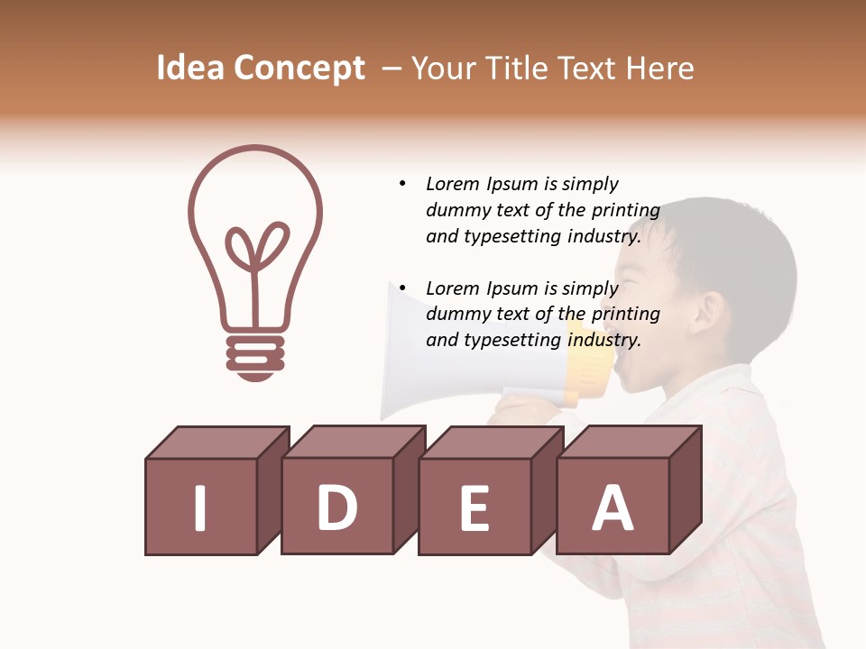 A Young Boy Holding A Yellow And White Megaphone PowerPoint Template