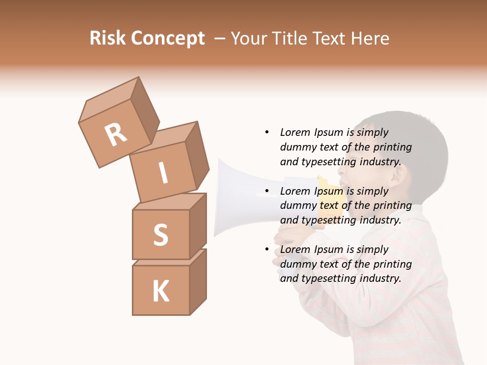 A Young Boy Holding A Yellow And White Megaphone PowerPoint Template