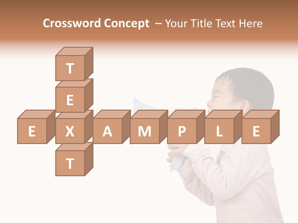 A Young Boy Holding A Yellow And White Megaphone PowerPoint Template