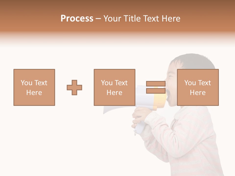 A Young Boy Holding A Yellow And White Megaphone PowerPoint Template