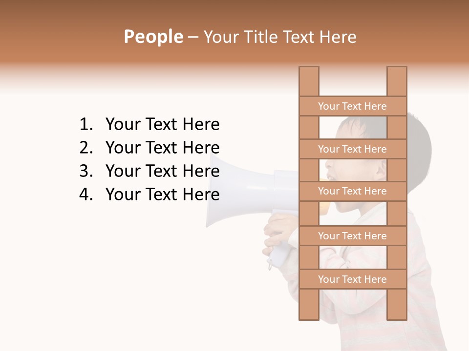 A Young Boy Holding A Yellow And White Megaphone PowerPoint Template