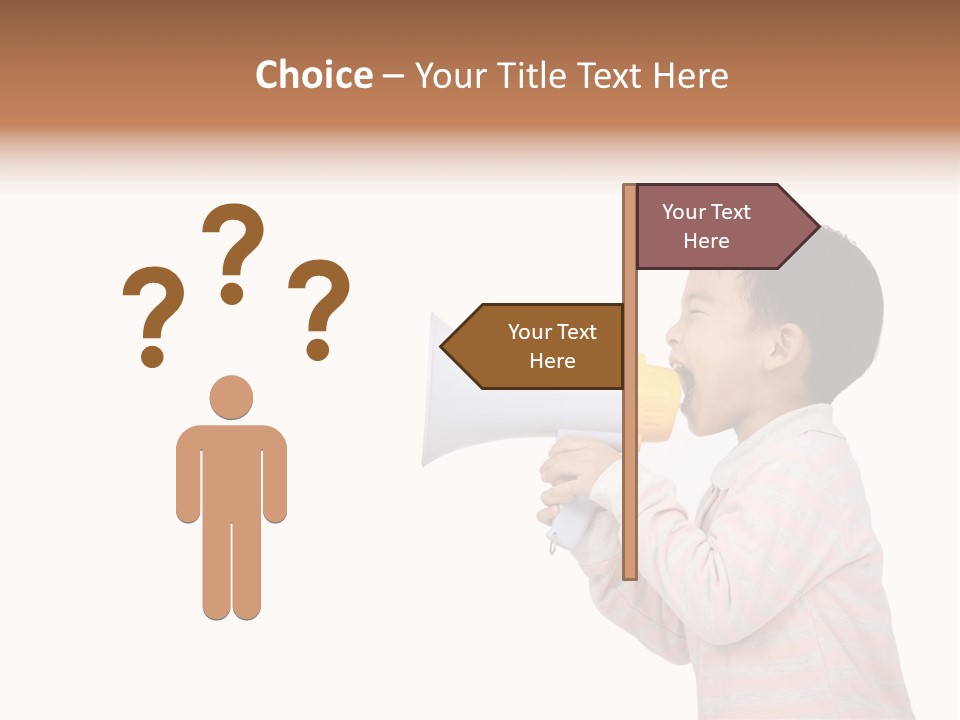 A Young Boy Holding A Yellow And White Megaphone PowerPoint Template
