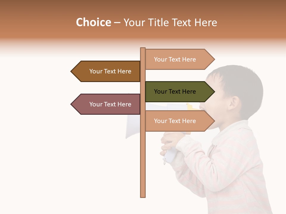 A Young Boy Holding A Yellow And White Megaphone PowerPoint Template