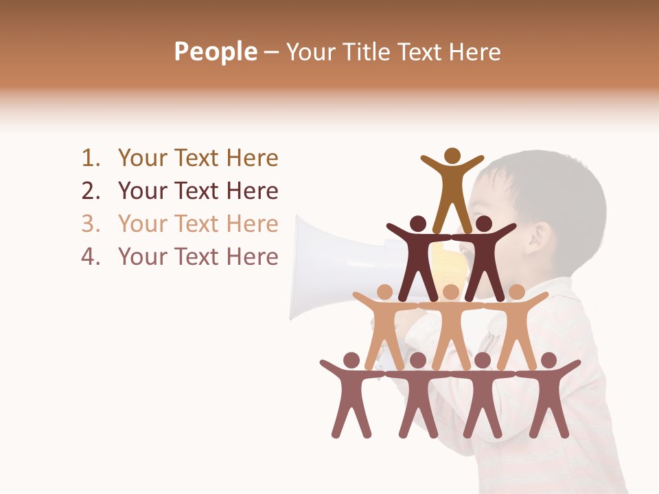 A Young Boy Holding A Yellow And White Megaphone PowerPoint Template