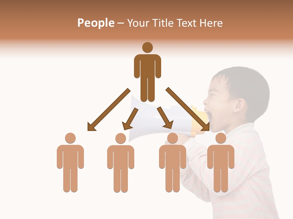 A Young Boy Holding A Yellow And White Megaphone PowerPoint Template