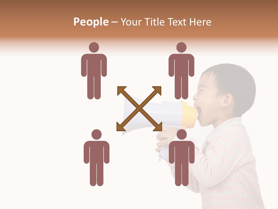 A Young Boy Holding A Yellow And White Megaphone PowerPoint Template
