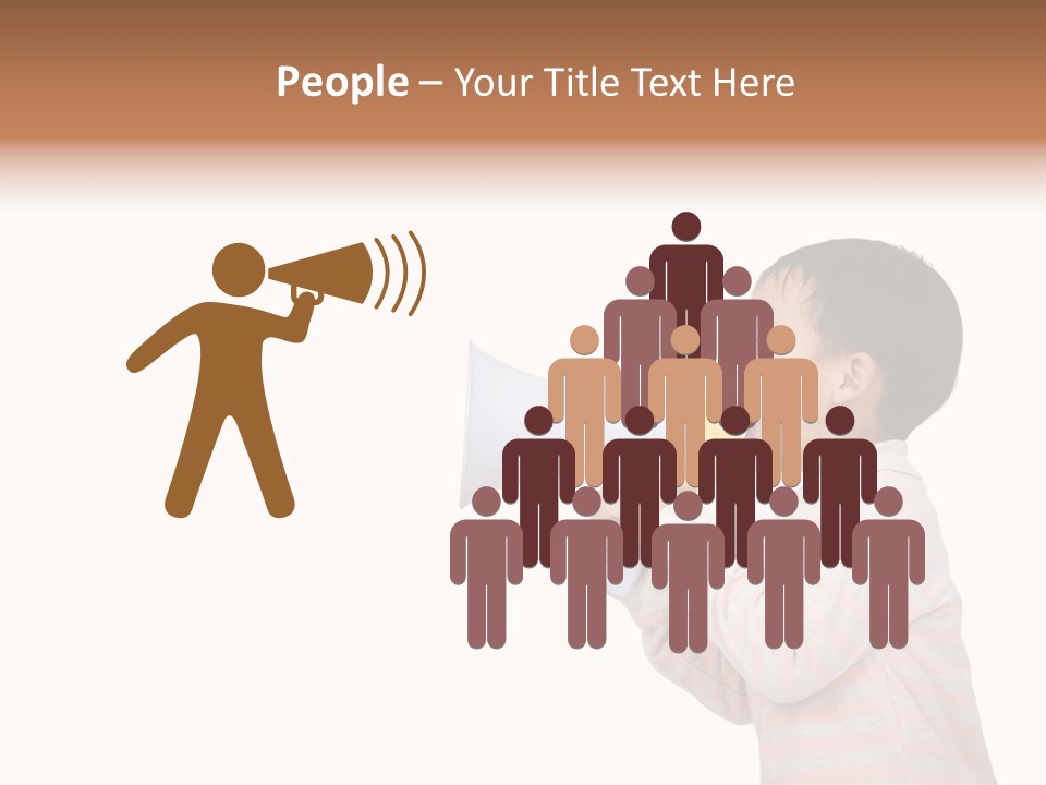 A Young Boy Holding A Yellow And White Megaphone PowerPoint Template