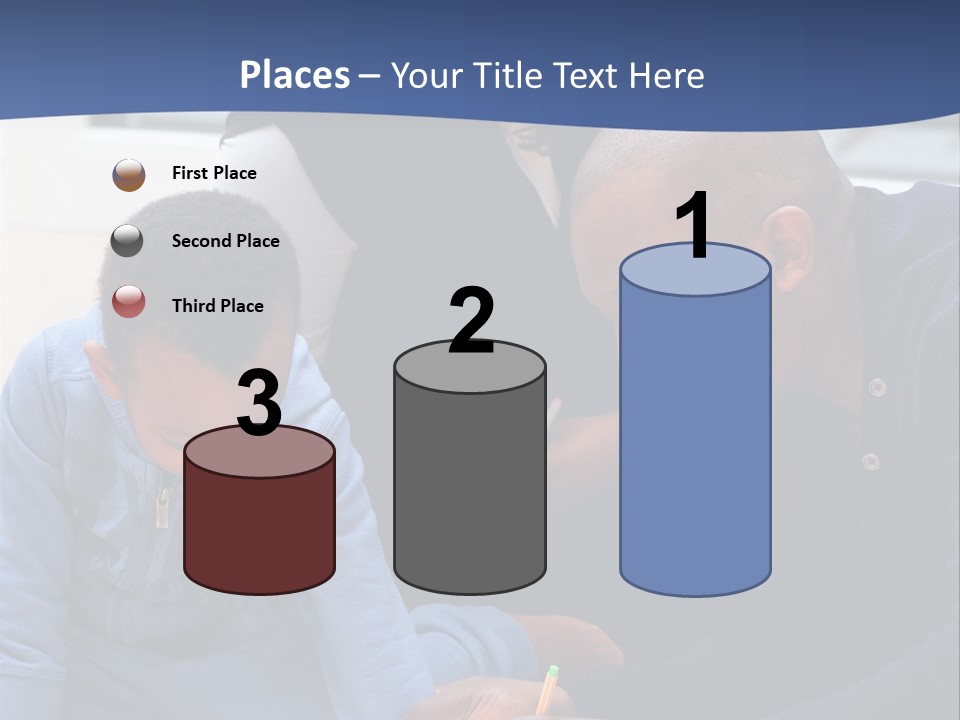 A Woman And Two Children Are Looking At A Piece Of Paper PowerPoint Template