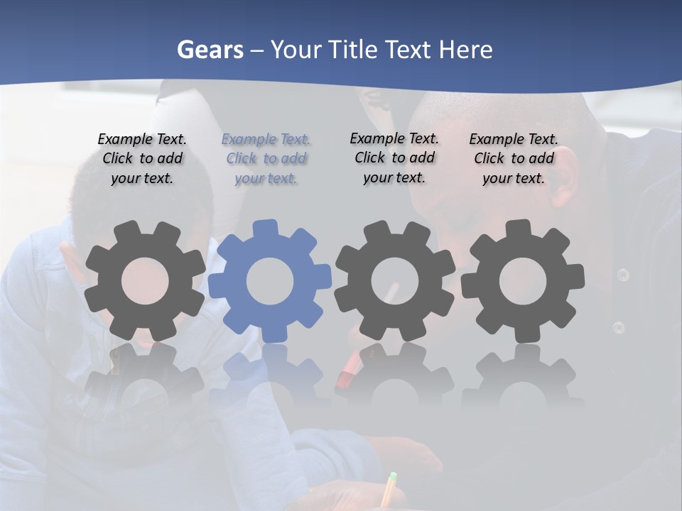 A Woman And Two Children Are Looking At A Piece Of Paper PowerPoint Template