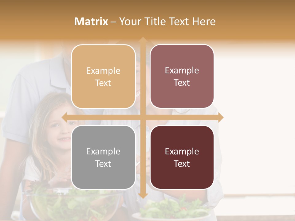 A Man And Woman With A Child Eating Salad PowerPoint Template
