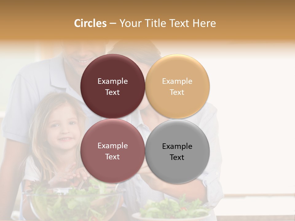 A Man And Woman With A Child Eating Salad PowerPoint Template