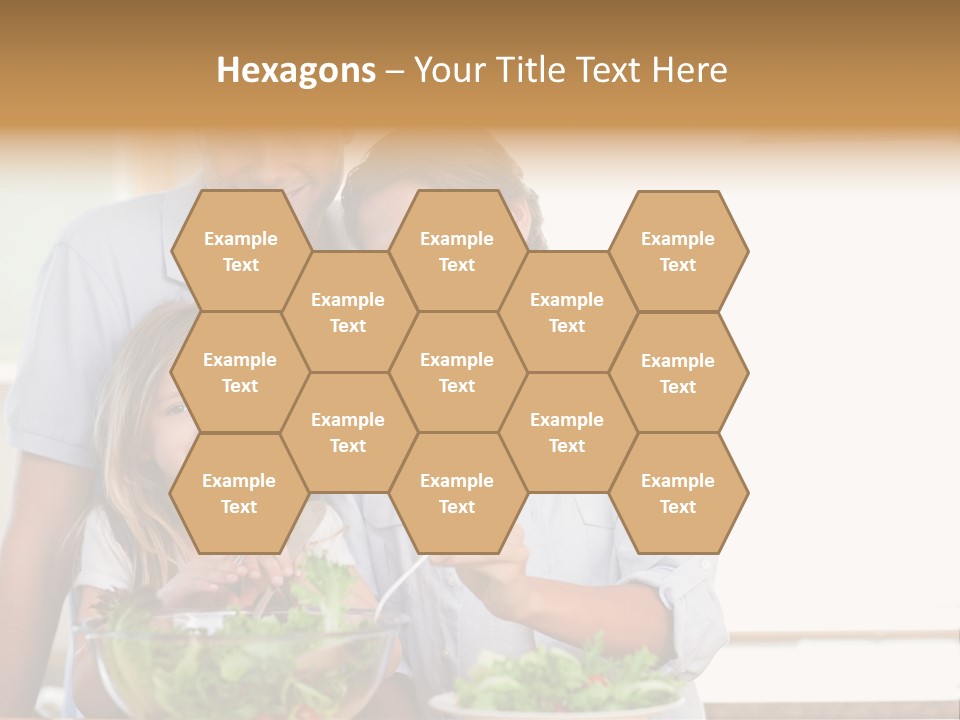 A Man And Woman With A Child Eating Salad PowerPoint Template