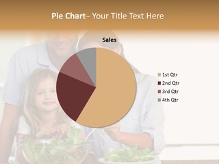 A Man And Woman With A Child Eating Salad PowerPoint Template