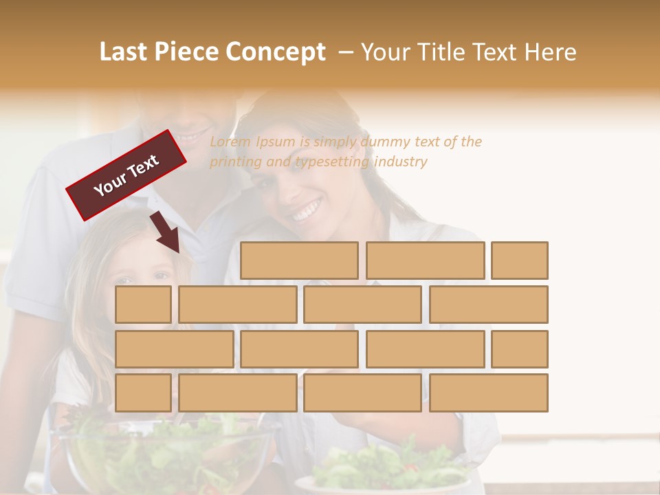 A Man And Woman With A Child Eating Salad PowerPoint Template