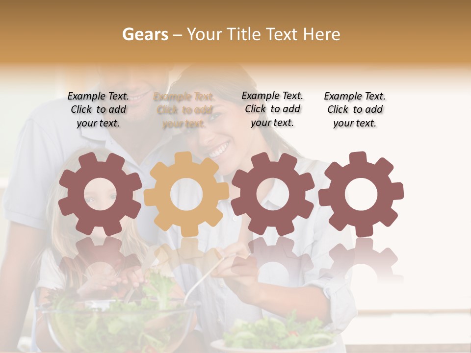 A Man And Woman With A Child Eating Salad PowerPoint Template