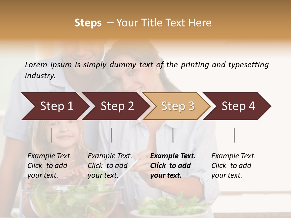 A Man And Woman With A Child Eating Salad PowerPoint Template