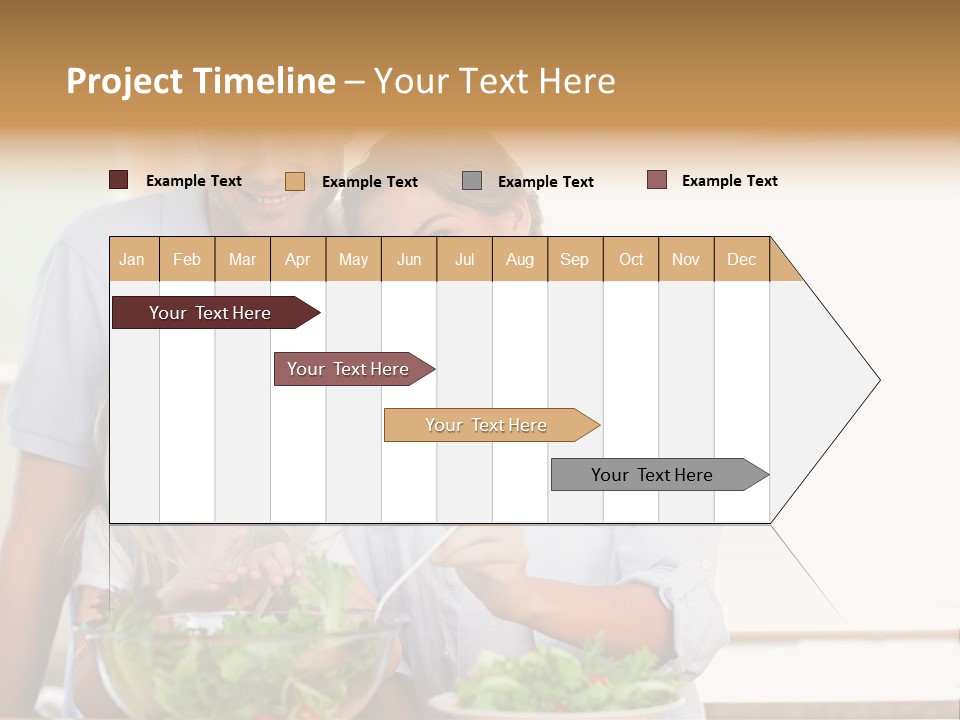 A Man And Woman With A Child Eating Salad PowerPoint Template