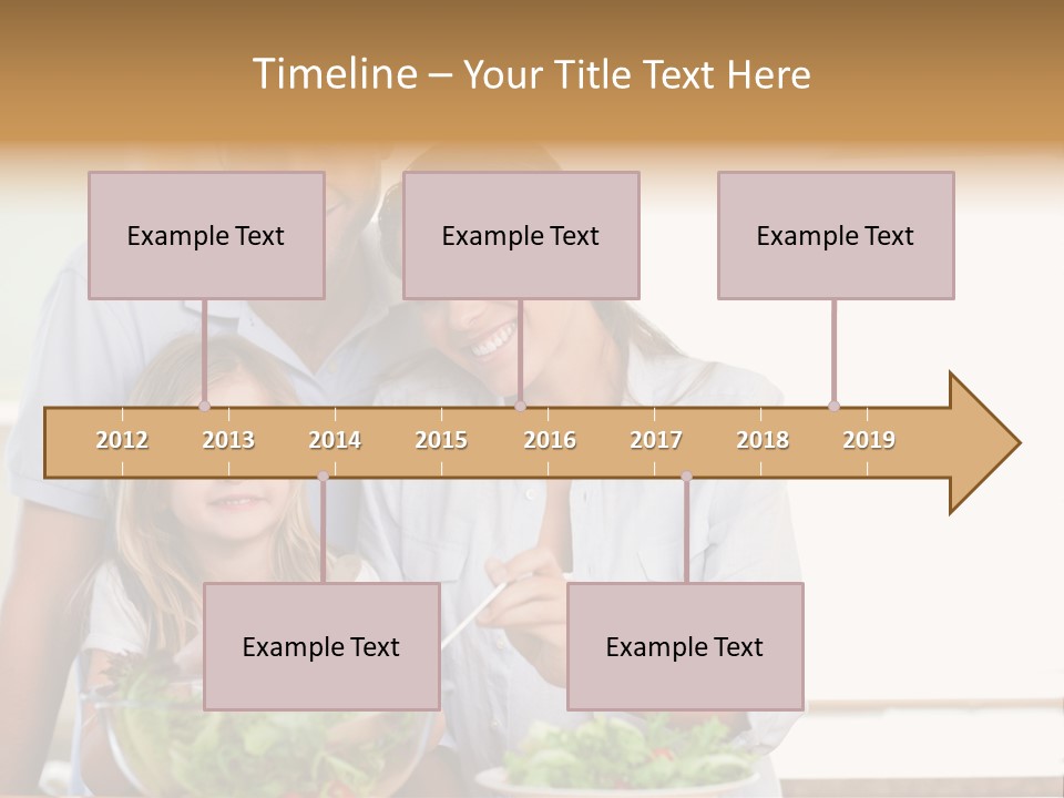 A Man And Woman With A Child Eating Salad PowerPoint Template