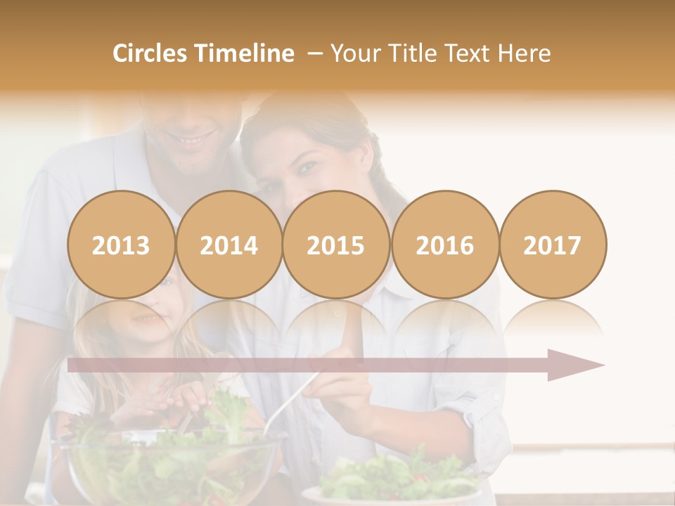 A Man And Woman With A Child Eating Salad PowerPoint Template