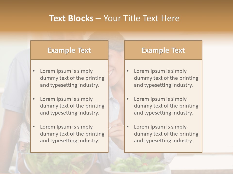 A Man And Woman With A Child Eating Salad PowerPoint Template
