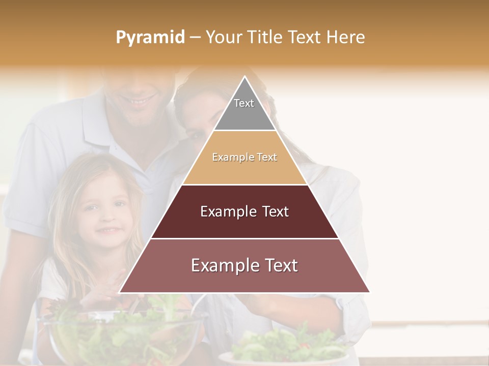 A Man And Woman With A Child Eating Salad PowerPoint Template
