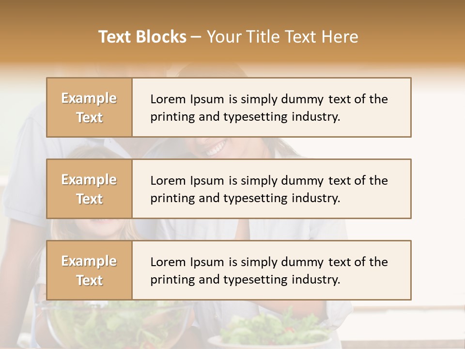 A Man And Woman With A Child Eating Salad PowerPoint Template