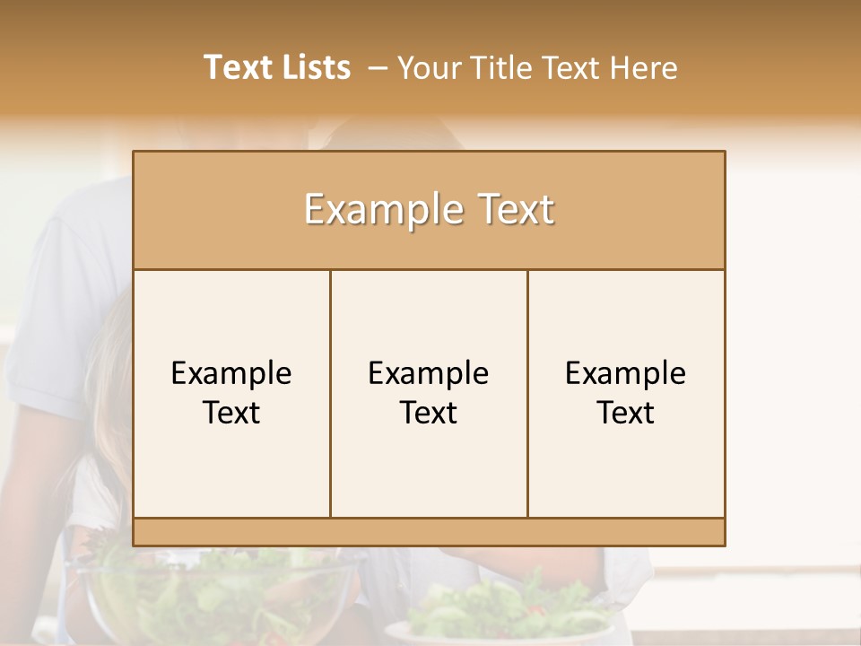 A Man And Woman With A Child Eating Salad PowerPoint Template