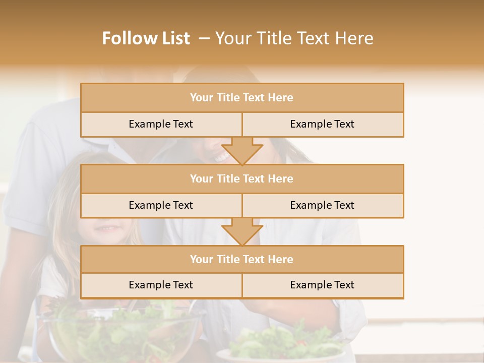 A Man And Woman With A Child Eating Salad PowerPoint Template
