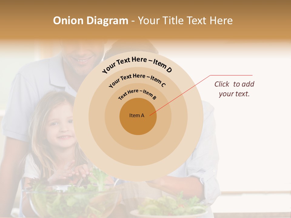 A Man And Woman With A Child Eating Salad PowerPoint Template