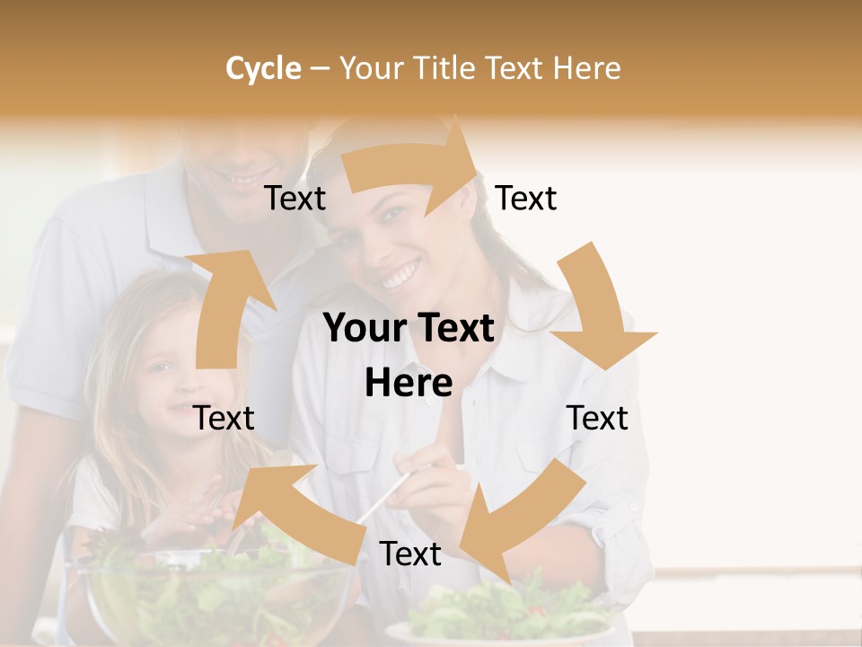 A Man And Woman With A Child Eating Salad PowerPoint Template