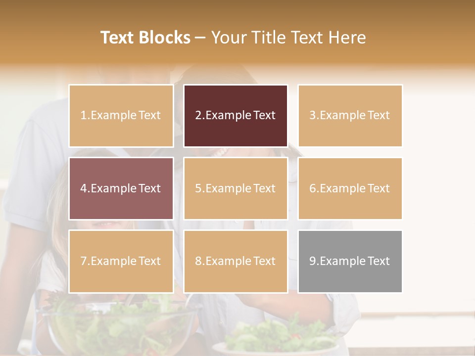 A Man And Woman With A Child Eating Salad PowerPoint Template