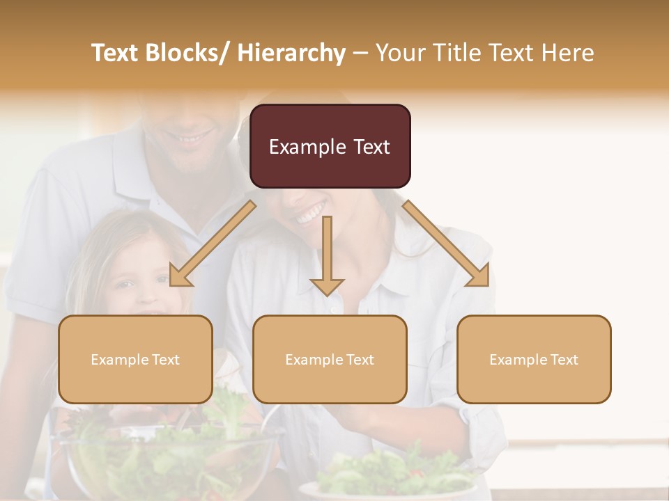 A Man And Woman With A Child Eating Salad PowerPoint Template
