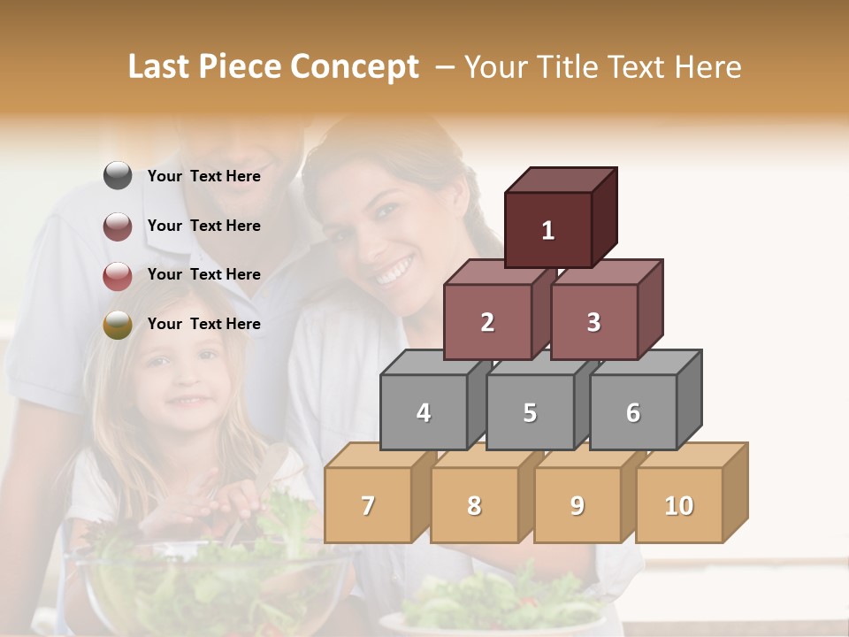 A Man And Woman With A Child Eating Salad PowerPoint Template