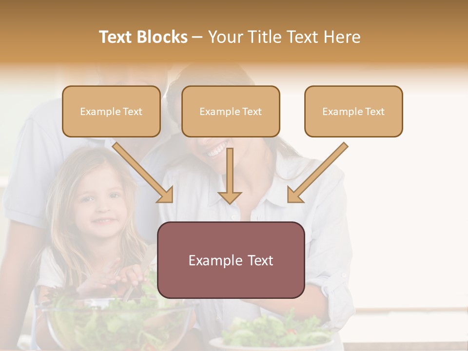 A Man And Woman With A Child Eating Salad PowerPoint Template