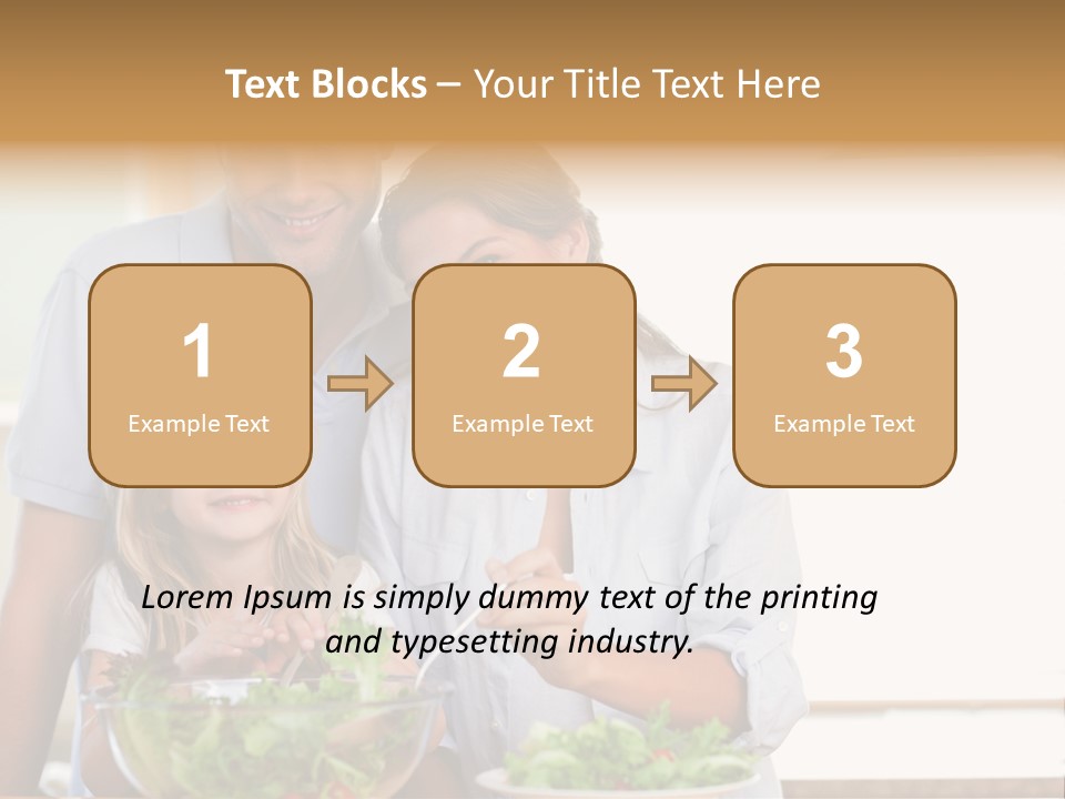 A Man And Woman With A Child Eating Salad PowerPoint Template