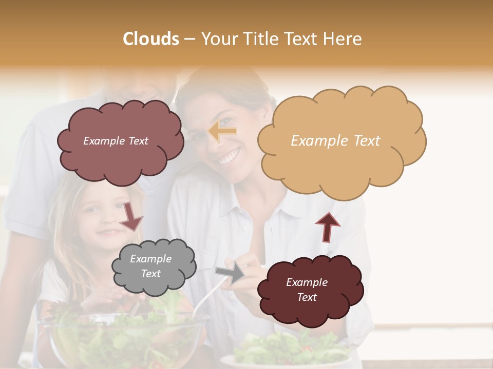 A Man And Woman With A Child Eating Salad PowerPoint Template