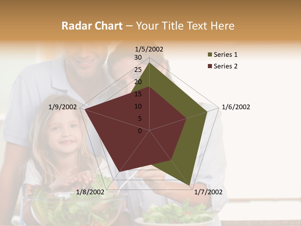 A Man And Woman With A Child Eating Salad PowerPoint Template