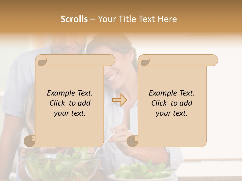 A Man And Woman With A Child Eating Salad PowerPoint Template